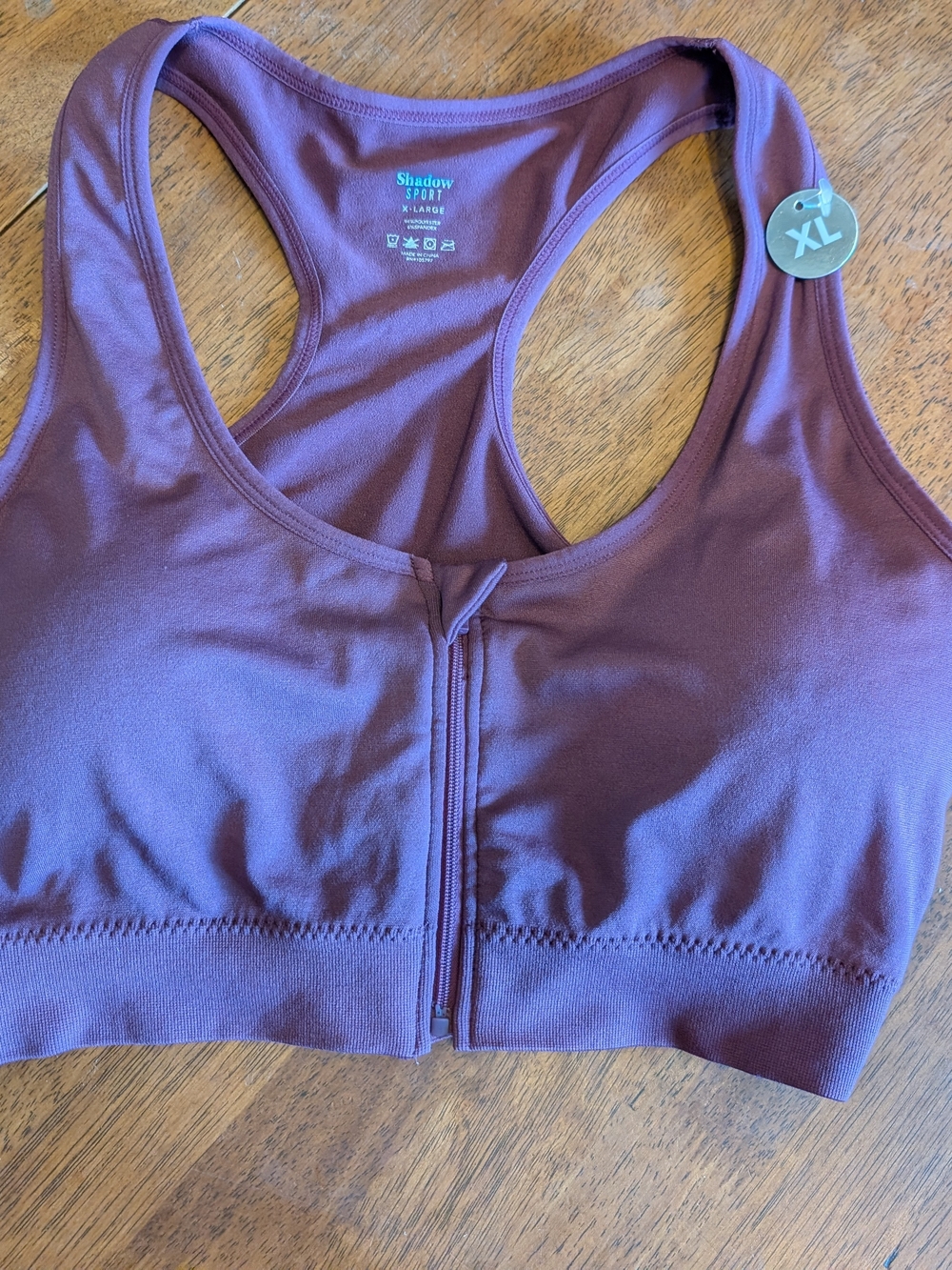 Front-Zip Sports Bra in Plum (XL)